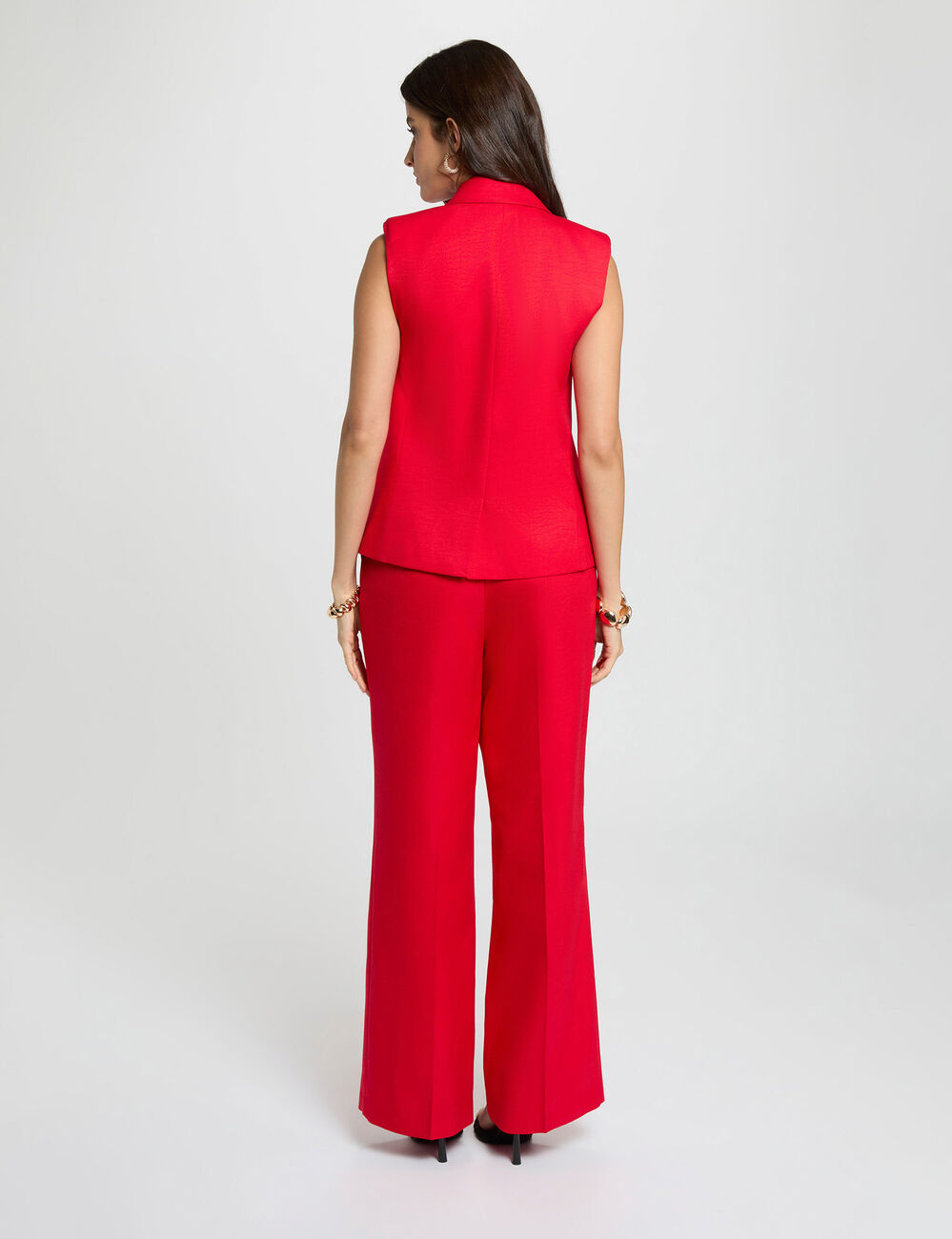 Chaqueta ajustada sin mangas rojo mujer