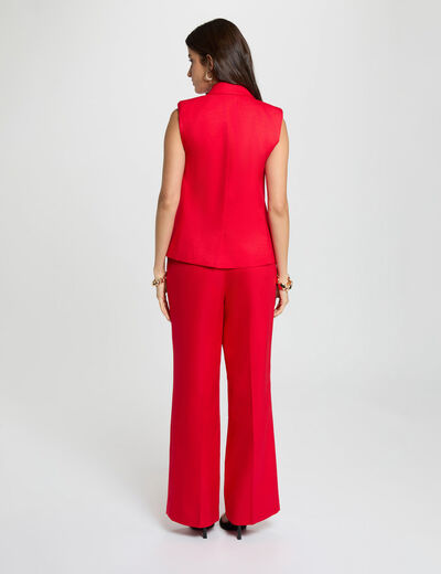 Chaqueta ajustada sin mangas rojo mujer