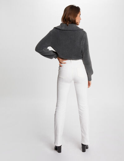 Jersey manga larga cuello con cremallera gris anthracite mujer