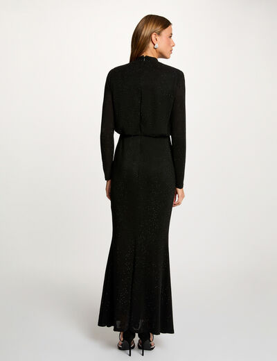 Vestido de punto brillante negro mujer