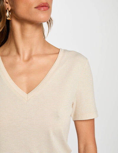 Camiseta manga corta crudo mujer