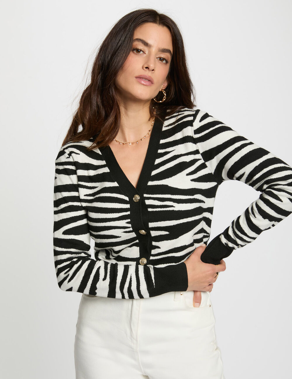 Chaleco cropped con cuello en V negro mujer
