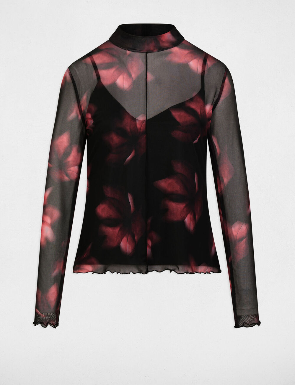 Camiseta ajustada manga larga multicolor mujer