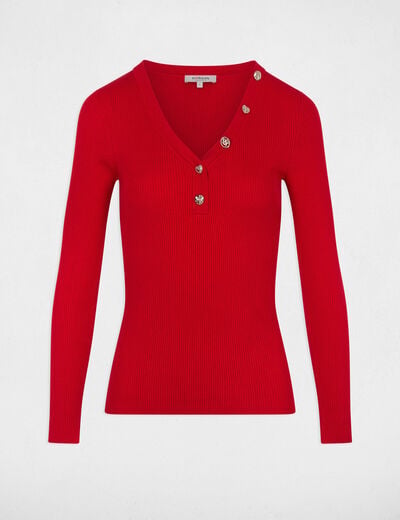 Jersey cuello v fantas&iacute;a rojo mujer