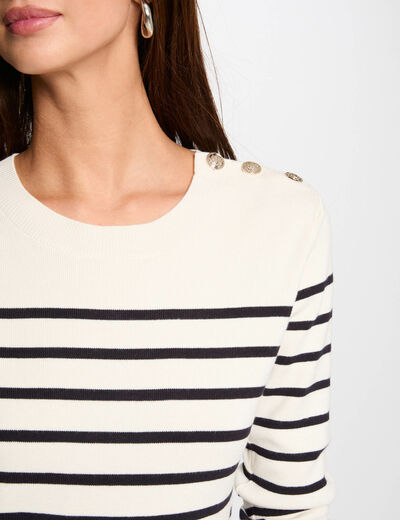 Jersey manga larga con rayas crudo mujer