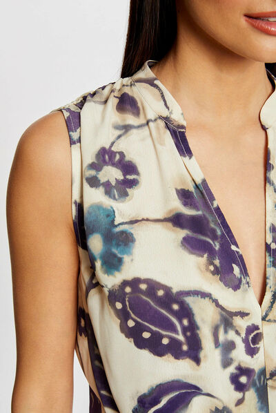Blusa sin mangas estampado floral multicolor mujer