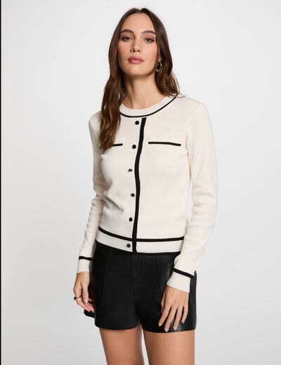 Jersey cuello redondo marfil mujer
