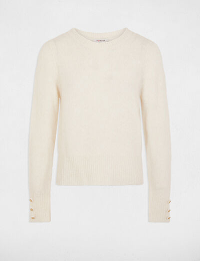 Jersey cuello redondo botones marfil mujer
