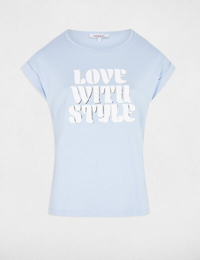 Camiseta con mensaje azul cielo mujer