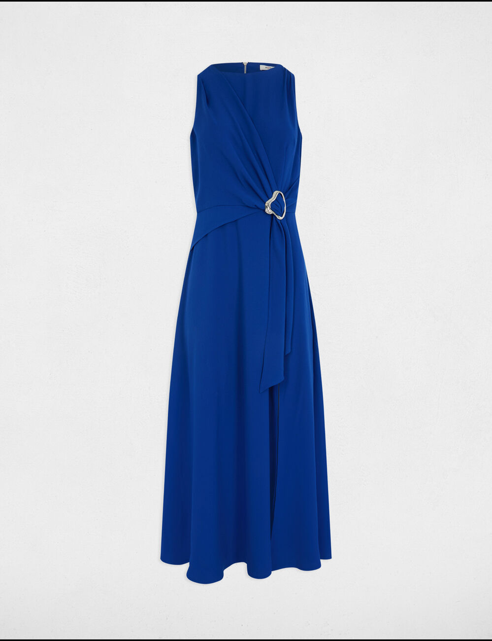 Vestido largo acampanado azul eléctrico mujer