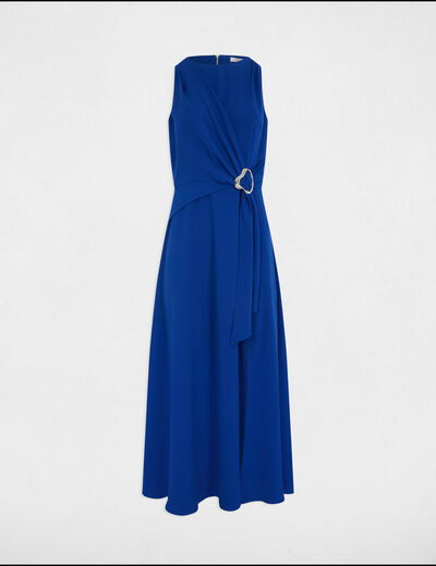 Vestido largo acampanado azul eléctrico mujer