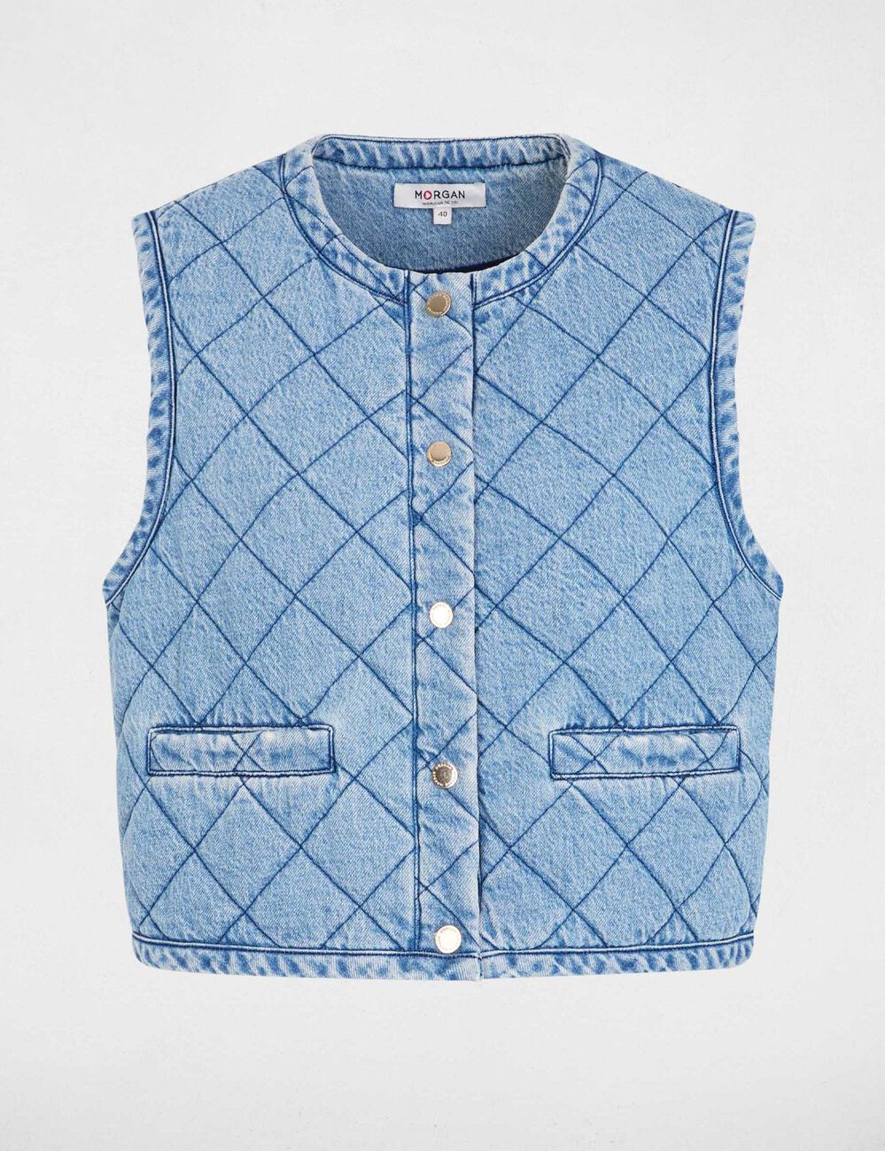 Chaleco acolchado denim stone mujer