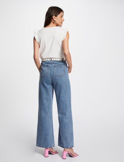 Top plisado con encaje marfil mujer