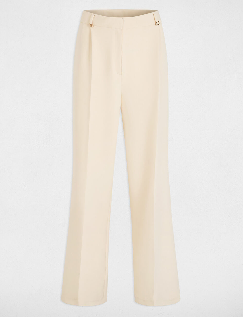 Pantalón pernera ancha pinzas creme mujer