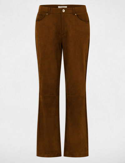 Pantal&oacute;n recto de ante marr&oacute;n chocolate mujer