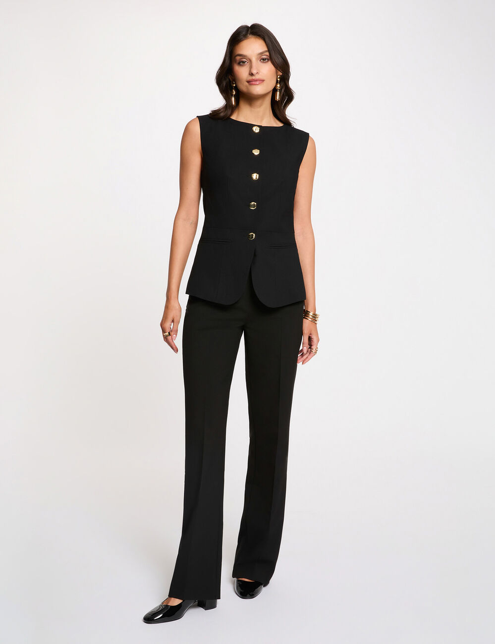 Chaqueta ajustada sin mangas negro mujer