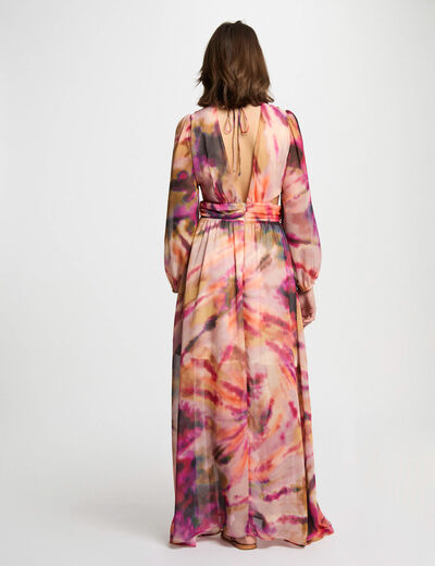 Vestido largo recto estampado multicolor mujer