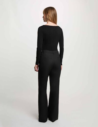 Camiseta escote manga larga negro mujer