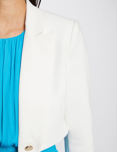 Chaqueta recta y corta marfil mujer