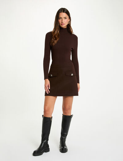 Vestido corto ajustado 2 en 1 marr&oacute;n oscuro mujer