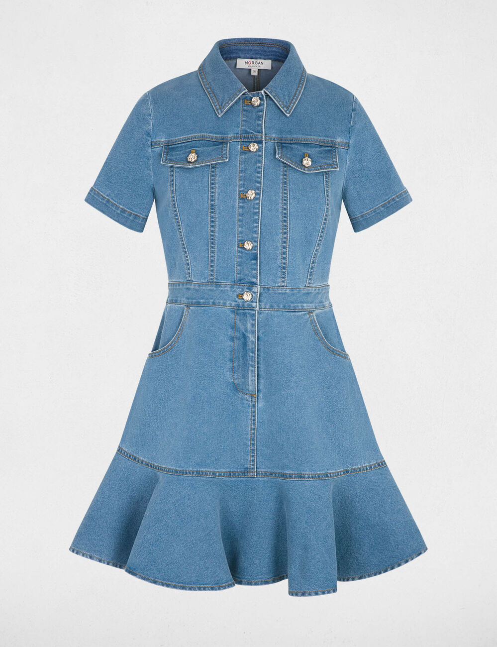 Vestido corto ajustado denim stone mujer