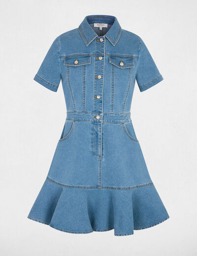 Vestido corto ajustado denim stone mujer