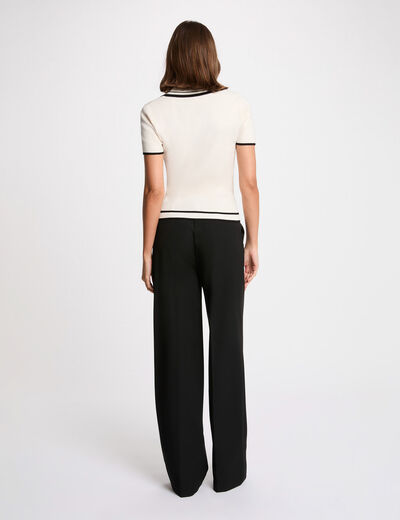 Jersey ajustado de rayas marfil mujer