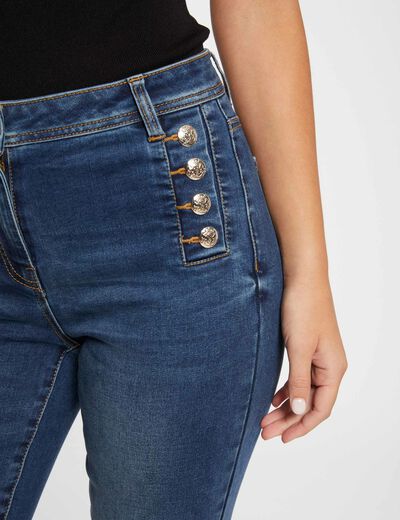 Vaquero slim con botones denim stone mujer