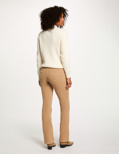 Jersey corto de cuello alto marfil mujer