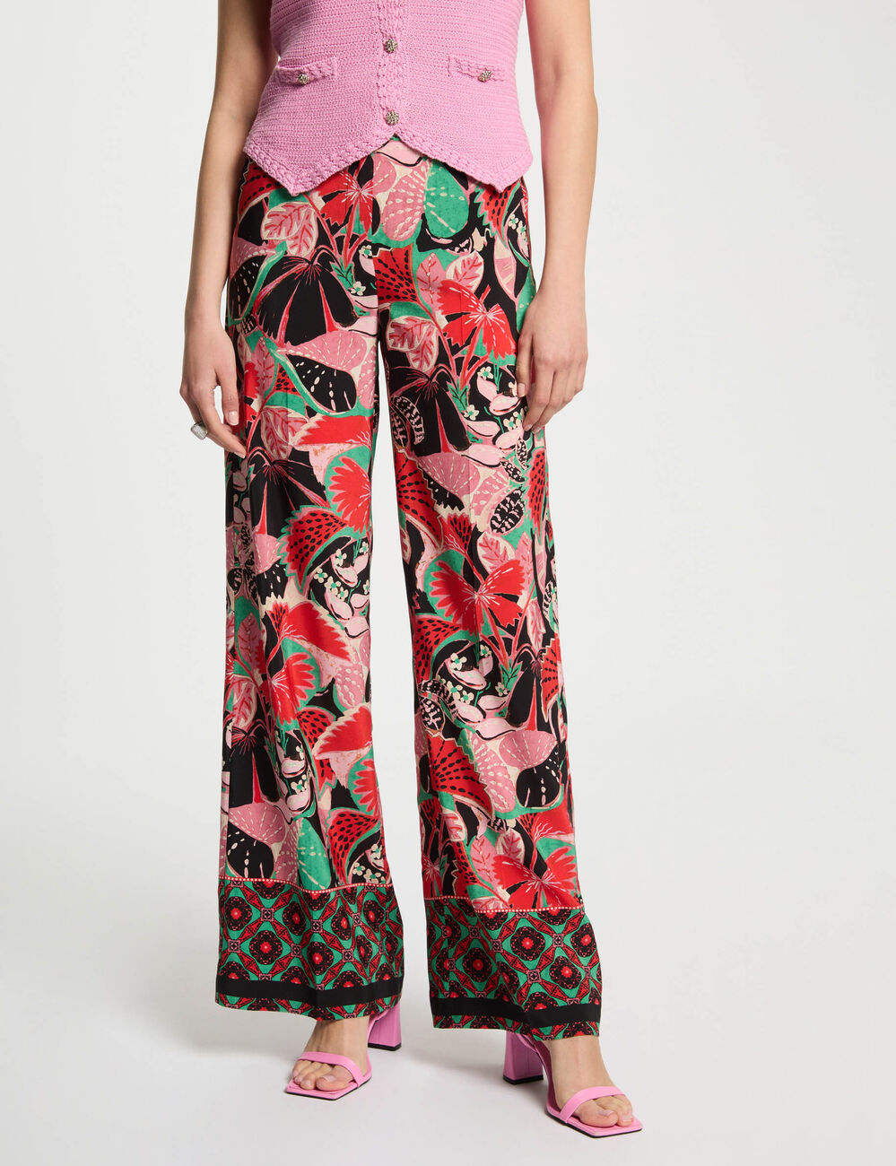 Pantalón pernera ancha multicolor mujer