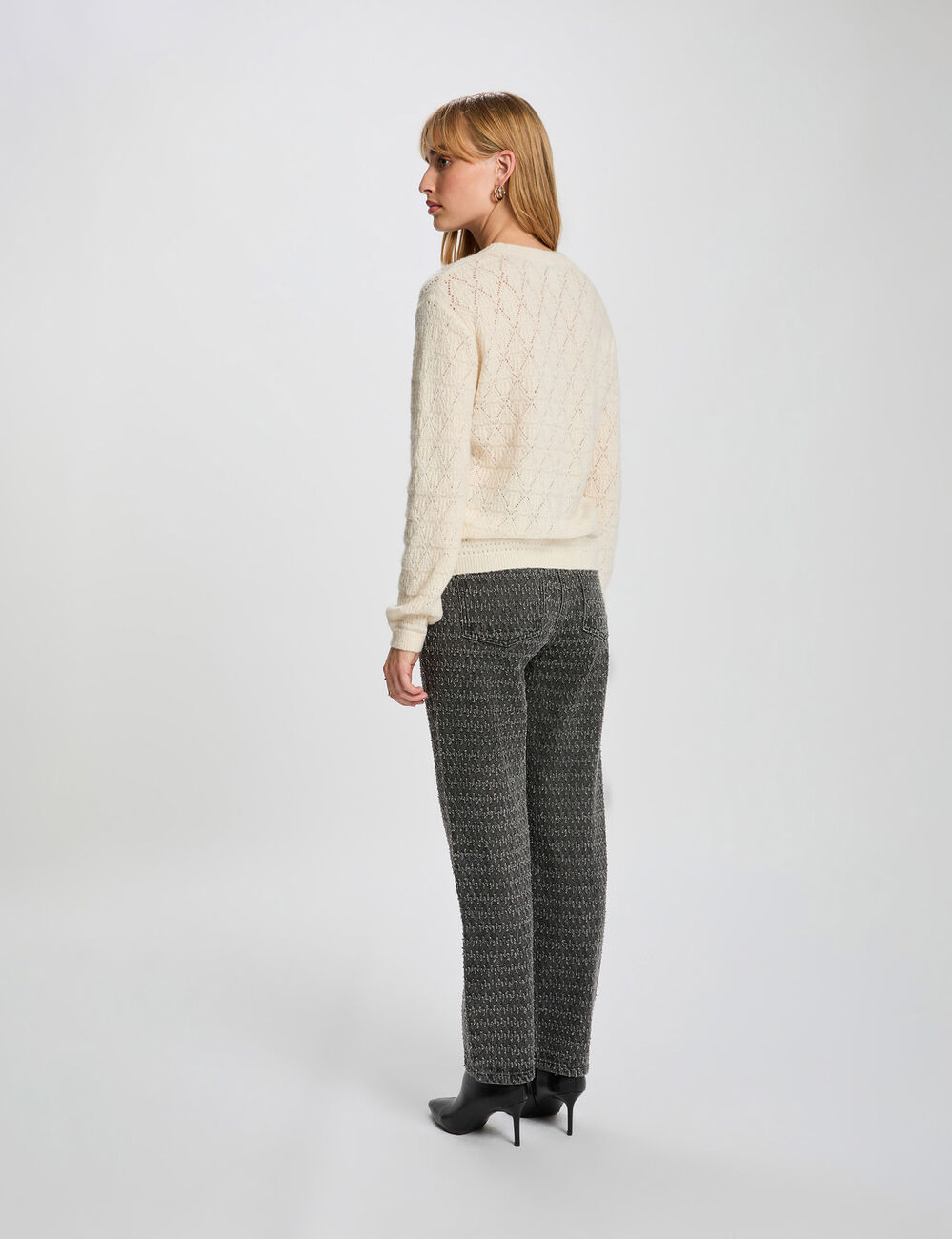 Jersey cuello redondo fantas&iacute;a marfil mujer