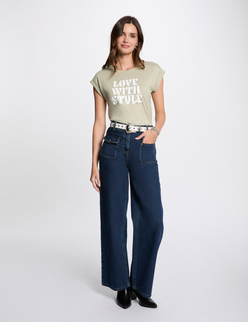 Camiseta con mensaje verde claro mujer