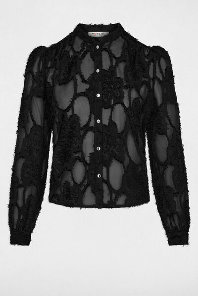Camisa manga larga negro mujer