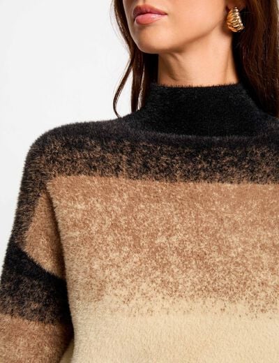Jersey con cuello alto cámel mujer