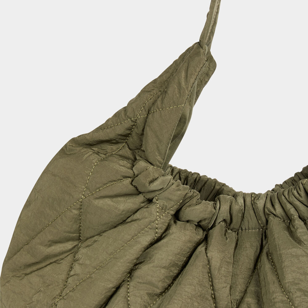 Bolso de hombro acolchado verde caqui mujer