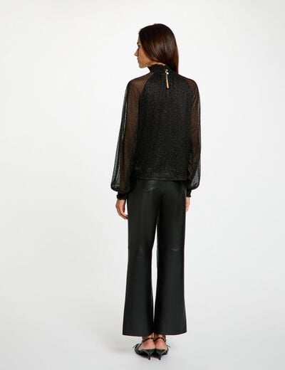 Camiseta de cuello alto negro mujer