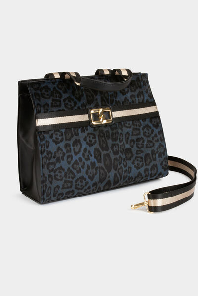 Bolso shopper estampado de leopardo verde mujer