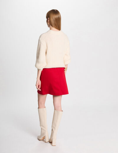Falda corta con botones rojo mujer