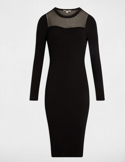 Vestido largo calado negro mujer
