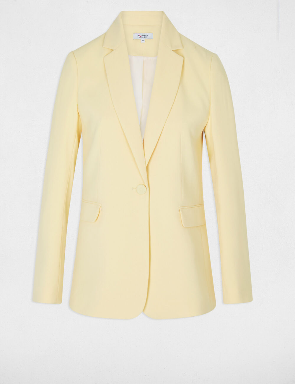 Chaqueta con cuello de sastre amarillo claro mujer