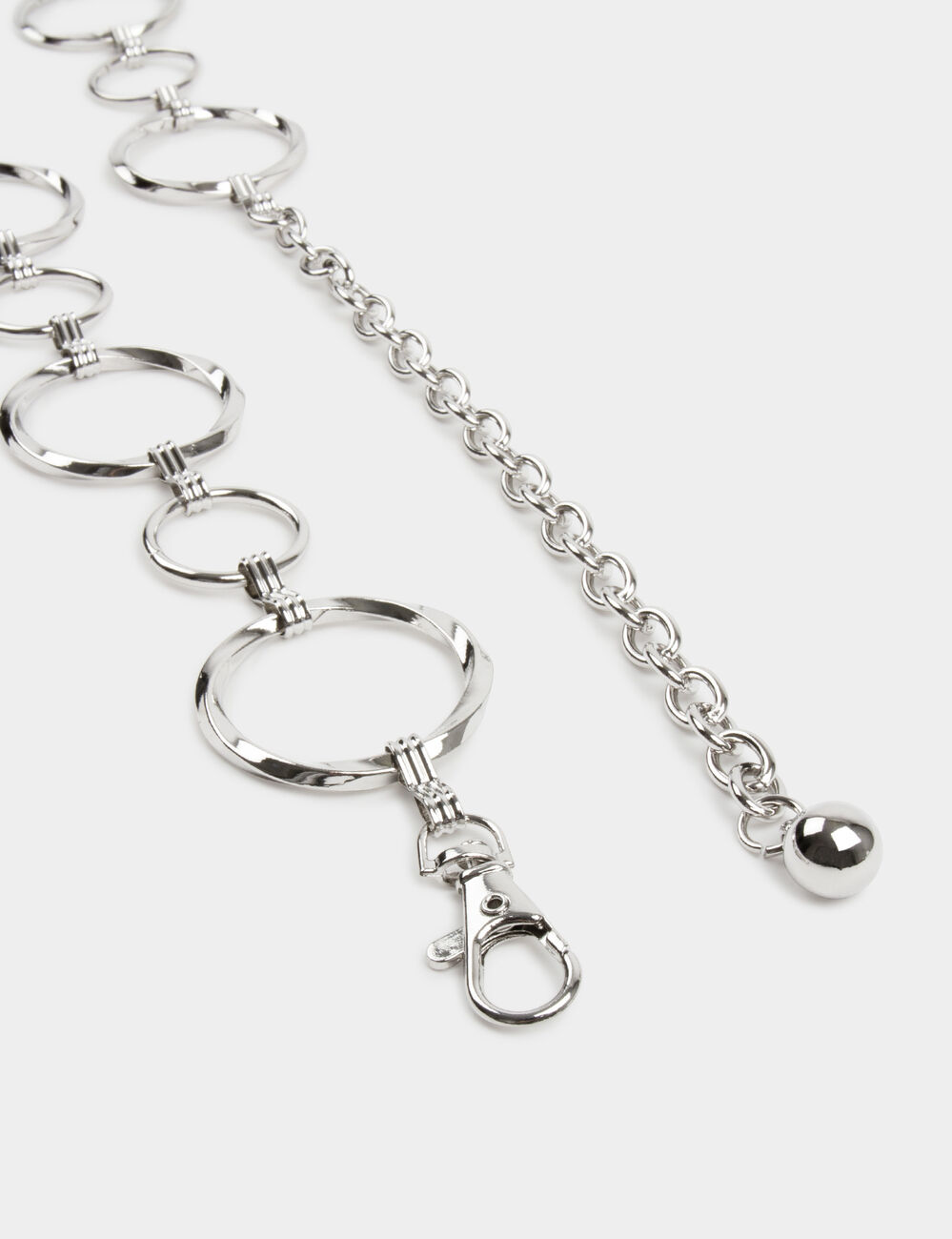 Cintur&oacute;n anillas de metal couleur argent mujer