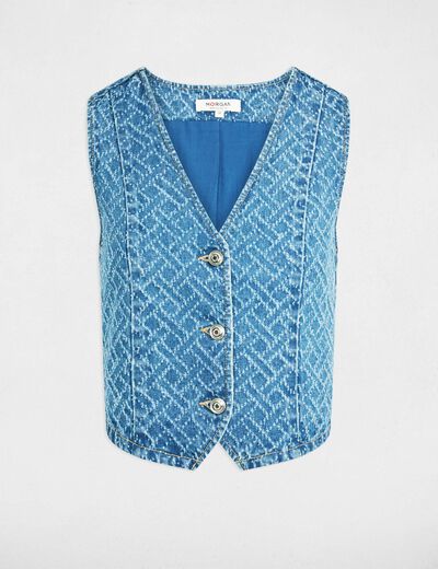 C&aacute;rdigan vaquero sin mangas denim stone mujer