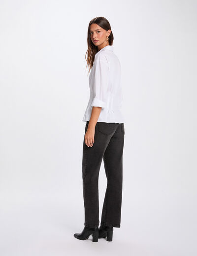 Camisa entallada con cuello de solapa blanco mujer
