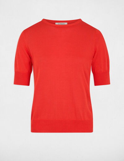 Jersey manga corta naranja oscuro mujer