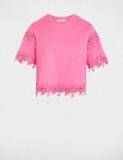Camiseta de manga corta rosa mujer