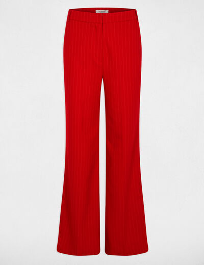 Pantal&oacute;n recto de tiro alto rojo mujer