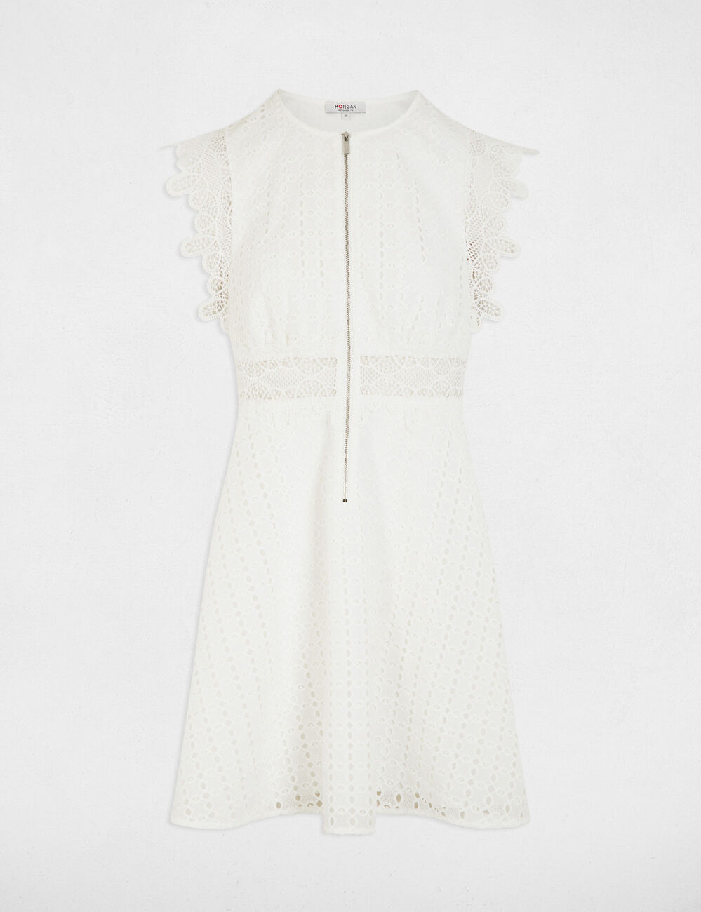 Vestido corto acampanado blanco mujer