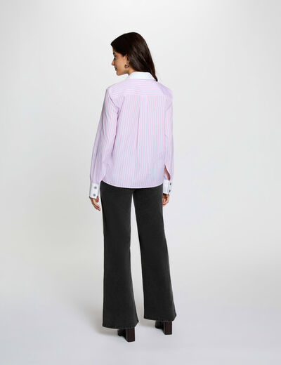 Camisa manga larga rayas rosa mujer