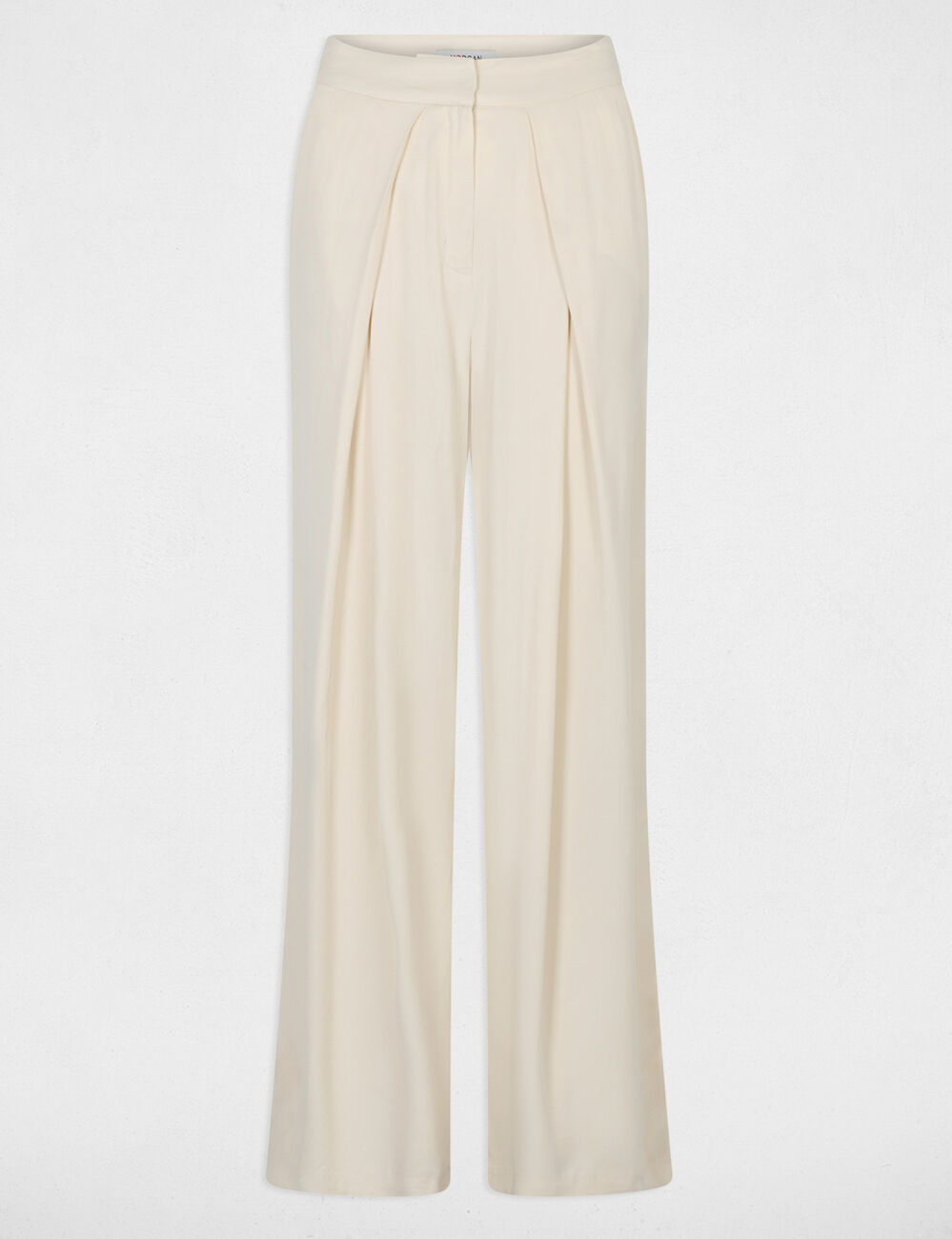 Pantal&oacute;n fluido de cintura alta marfil mujer