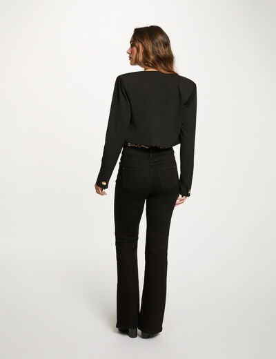 Chaqueta corta sin mangas negro mujer